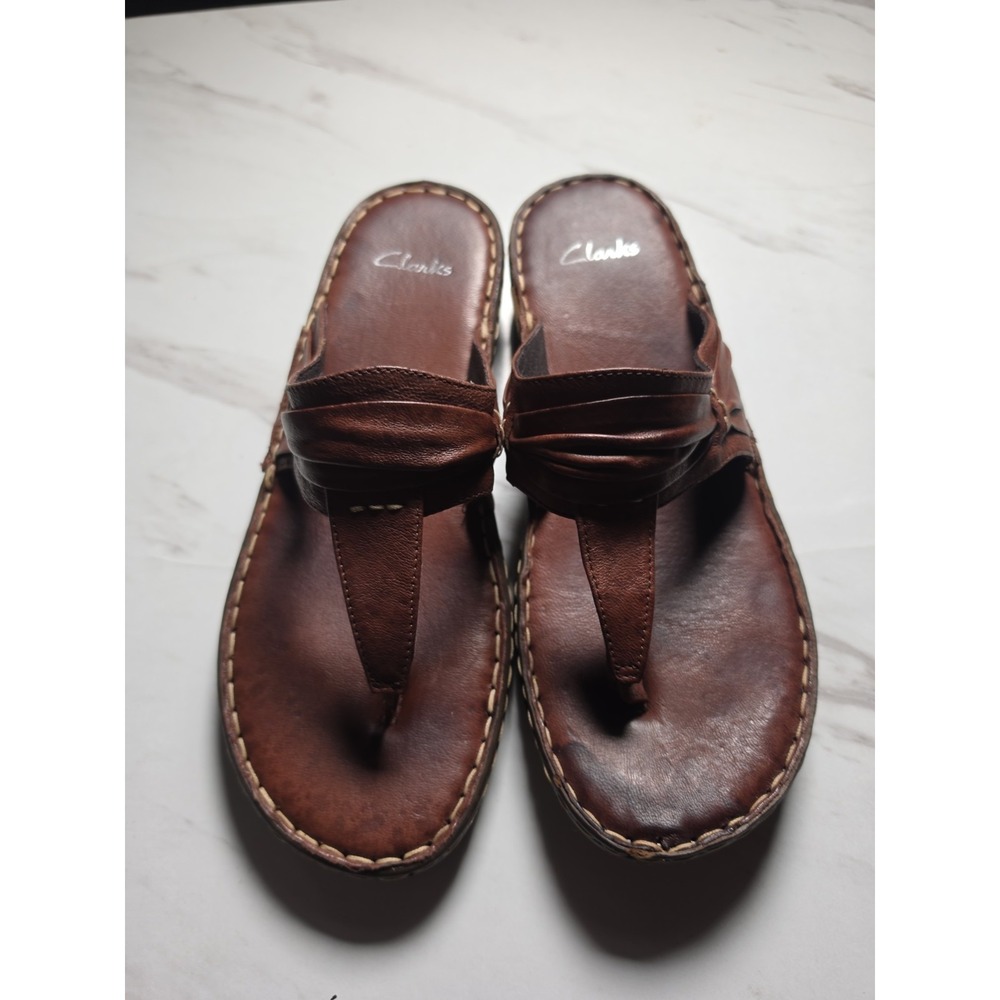 Clarks Women's Fenner Nerice Brown Size 7 B Flip Flop Thong Sandals